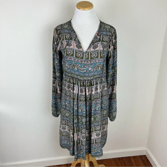 ANTHROPOLOGIE SUNNER First Whisper 100% Silk Dress Floral Boho Long Sleeve - Picture 1 of 7